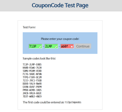 CouponCode jQuery 플러그인